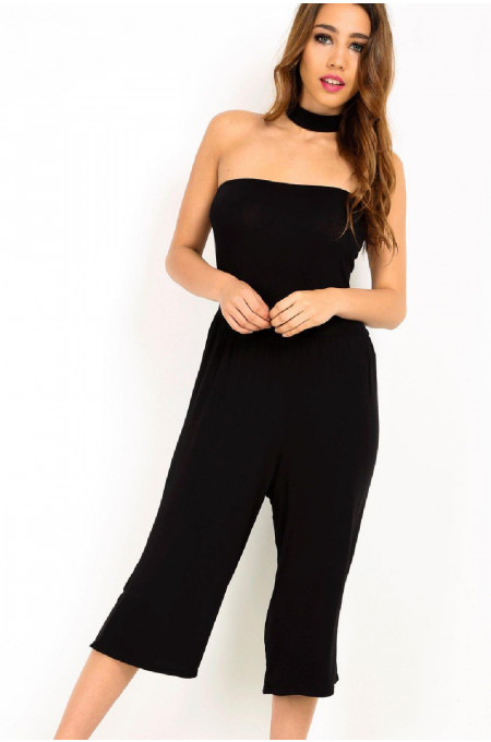 Sofie Basic Jersey Cullotte Jumpsuit With Choker