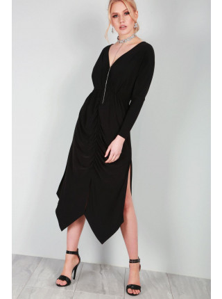 Thea V-Neck Wrap Over Ruched Dress