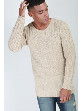 Mens Crew Neck Ribbed Knitted Jumper
