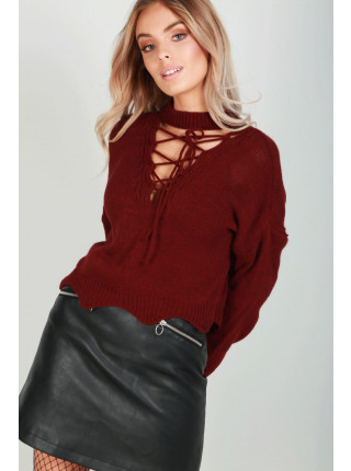Lucy Lace Up Cropped Knit Jumper