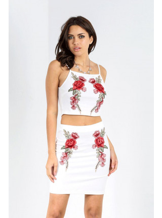 Pansy Floral Crop Top Mini Skirt Co-Ord Set