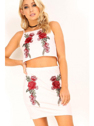 Pansy Floral Crop Top Mini Skirt Co-Ord Set