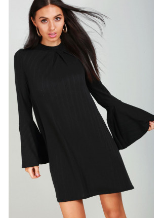 Harriet Bell Sleeve Ruched Neck Swing Dress