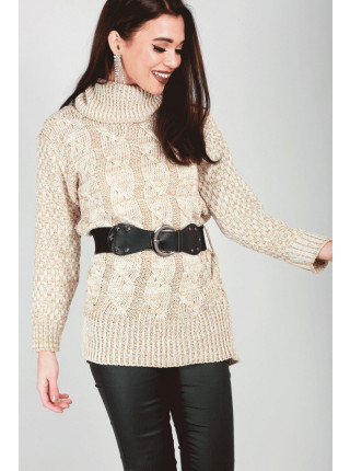 Rhiannon Cable Knit Belted Jumper