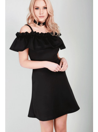 Porchia Bardot Frill Mini Dress