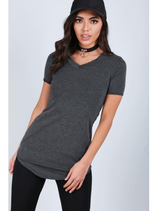 Amber Curved Hem Basic Jersey T-Shirt