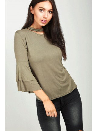 Anna Flare Sleeve Jersey Top