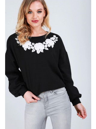 Ruby Floral Print Lace Up Back Cropped Sweater