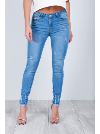 Emma Frayed Denim Skinny Jeans