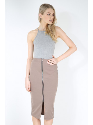 Teresa Front Split Zipped Midi Skirt